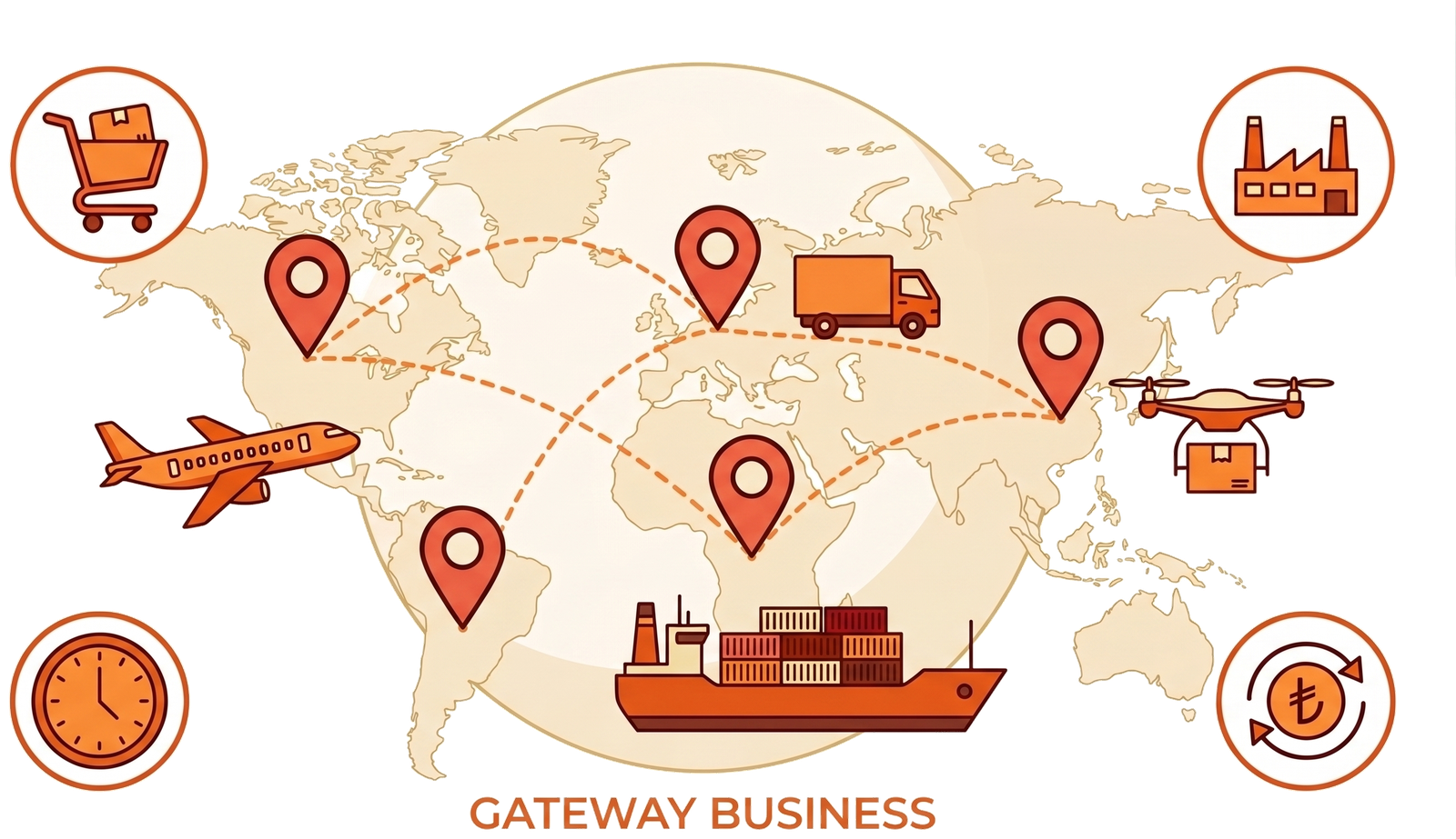 Gateway Business küresel lojistik ve teslimat ağı görseli